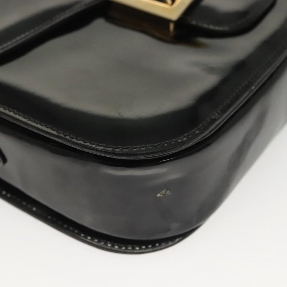 Authentic CELINE Horse Carriage Shoulder Bag Patent leather Black Gold - Picture 3 of 16